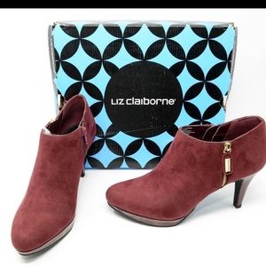Liz Claiborne Maroon Red High Heel Boot Bootie